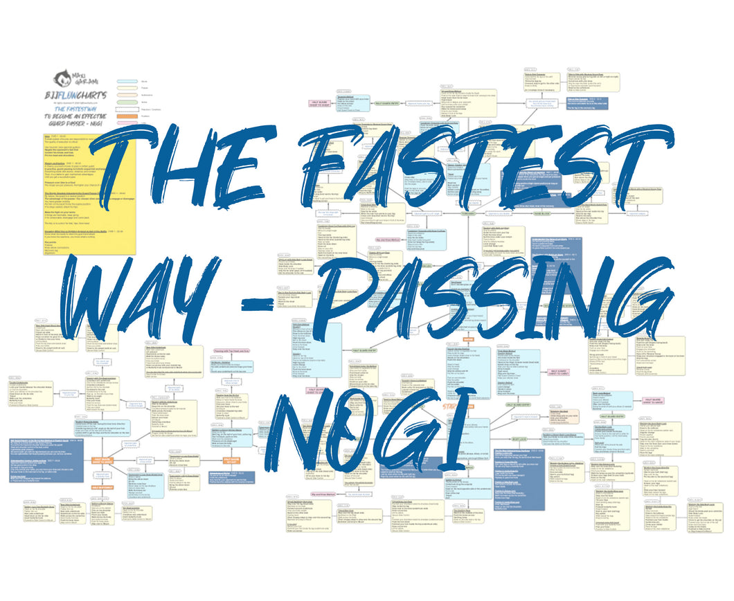 BJJFlowCharts-Flow Chart of Danaher's The Fastest Way to Become an Effective Guard Passer NoGi Jiu-Jitsu System